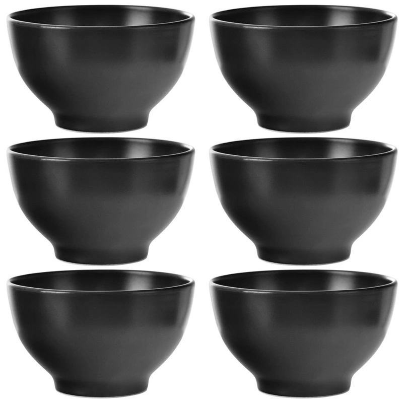 Keramikschale Schale Suppenschüssel Schüssel Flocken Brei Salatschüssel schwarz 6er Set ALFA 600 ml