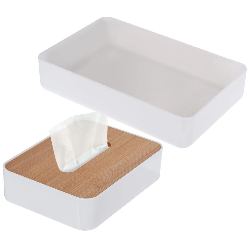 Taschentuchbox Papiertuchbehälter Aufbewahrungsbox für Kosmetiktücher BAMBUS + Organizer für Kosmetika