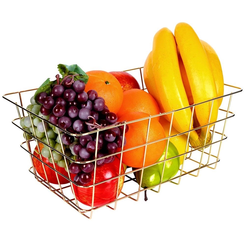 ORION Basket for fruit vegetables basket stand bowl GOLD, 30x21x14 cm