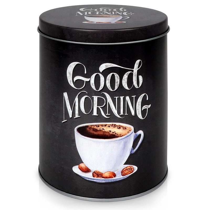 Kaffeedose Behälter Dose Aufbewahrungsdose Frischhaltedose Vorratsbehälter für Kaffee und lose Produkte aus Aluminium schwarz Good Morning