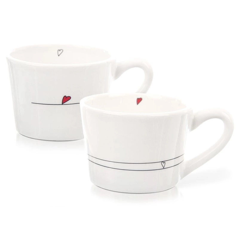 Keramikbecher Becher / Tasse Keramiktassen Teetasse Kaffeeetasse mit Henkel Herzen 2er-Set 200 ml