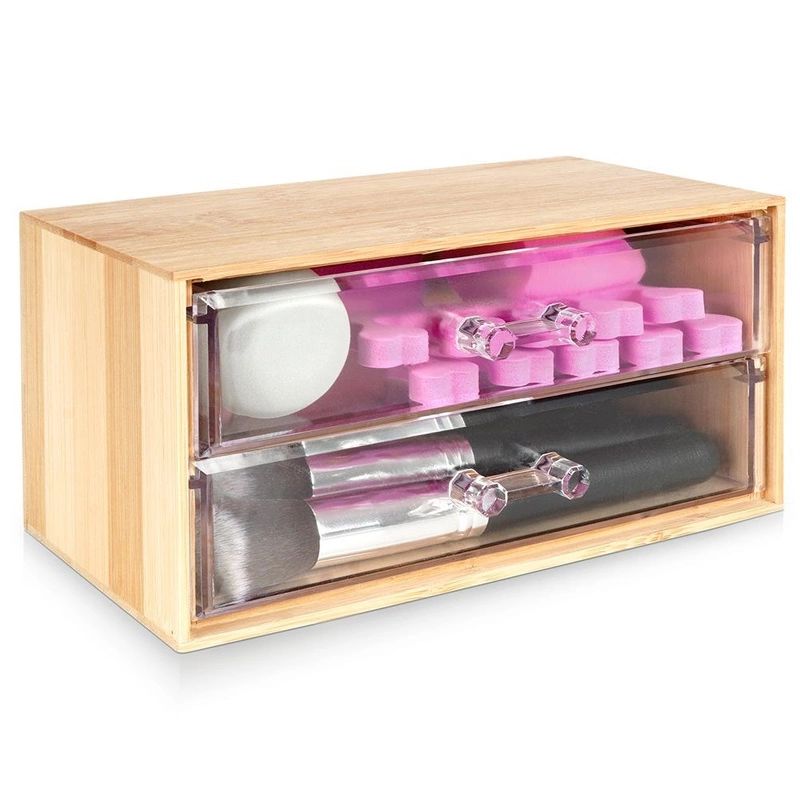Aufbewahrungsbox Organizer Kosmetikbox für Kosmetika Make-up-Accessoires Schminkzubehör aus Holz 18,7x12x9,5 cm