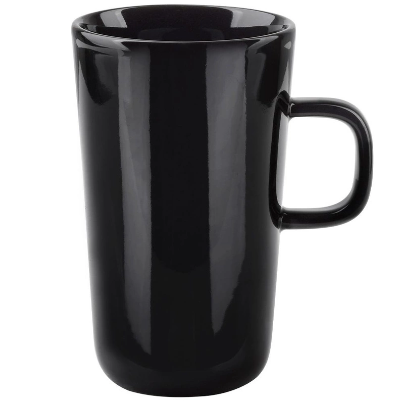 Porzellanbecher Porzellantasse Kaffeebecher Teebecher hoch mit Henkel für Getränke schwarz 530 ml