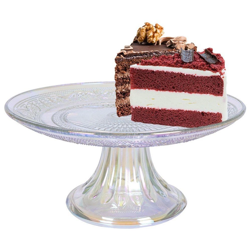 Kuchenständer | Kuchenplatte | Servierplatte mit Fuß aus regenbogenartigem Glas für Torten Kekse 20 cm
