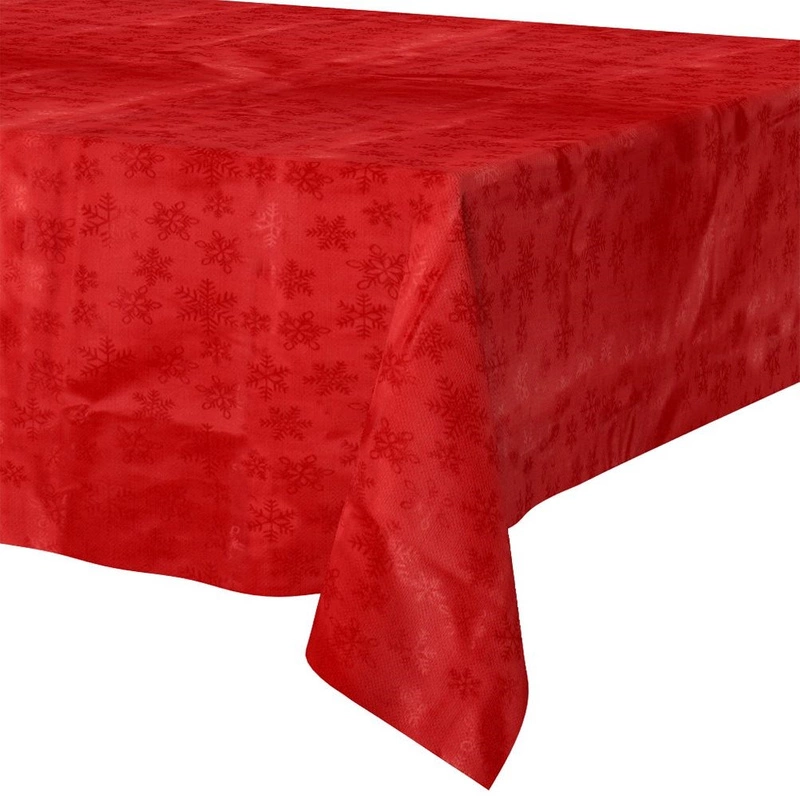 Tischdecke Tischtuch ROT MIT SCHNEEFLOCKEN 150x220 cm schmutzabweisend