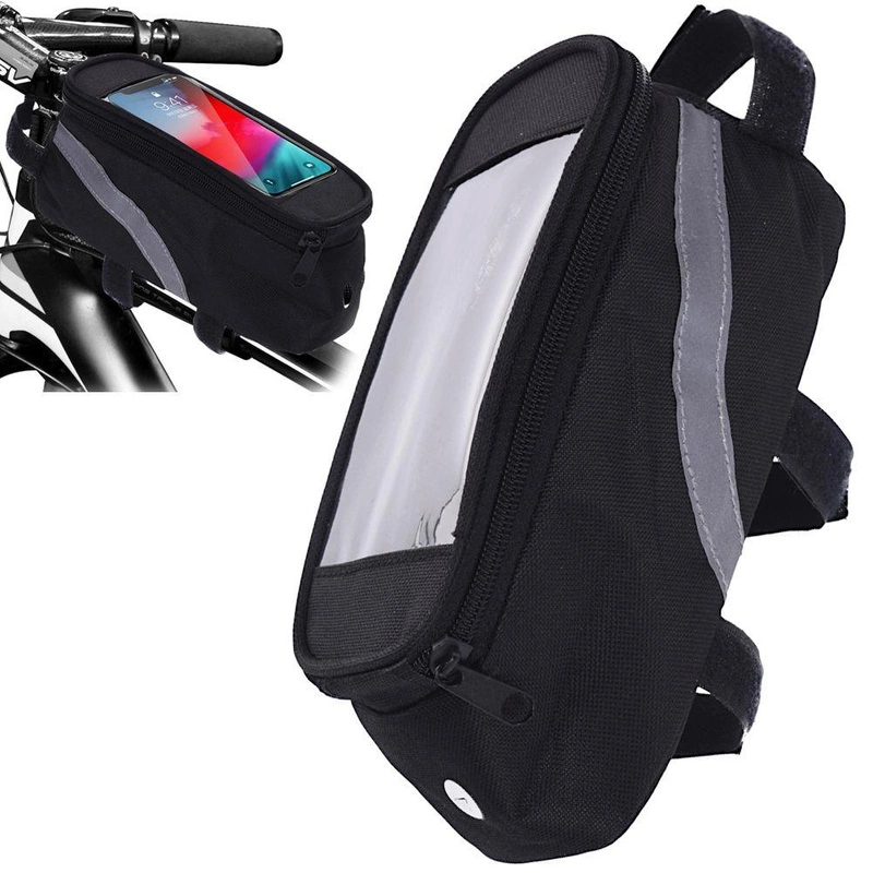 Fahrradtasche Rahmentasche Doppeltasche Handyhalterung für Fahrräder 1l wasserdicht mit Klettverschluss