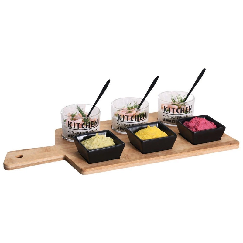 Snackschalen Snackschüssel-Set für Snacks Vorspeisen Tapas + Bambustablett 10-teilig