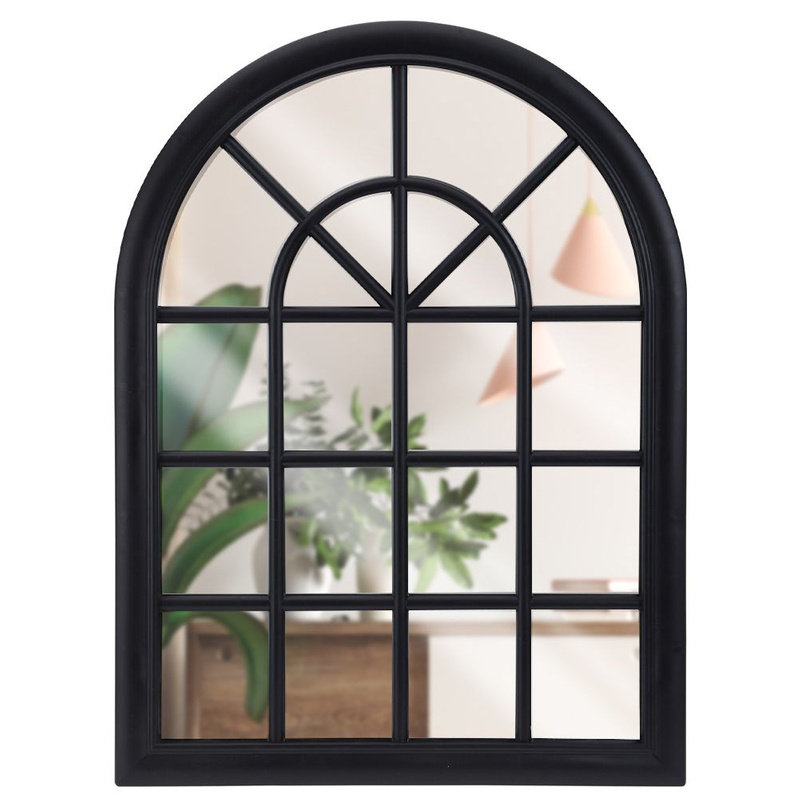 Lustro okno w czarnej ramie ozdobne vintage retro czarne 60x45x2,5 cm